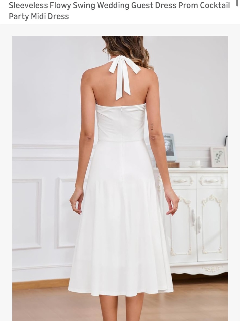 Amazon White Halter Neck Midi Dress - Picture 2 of 4